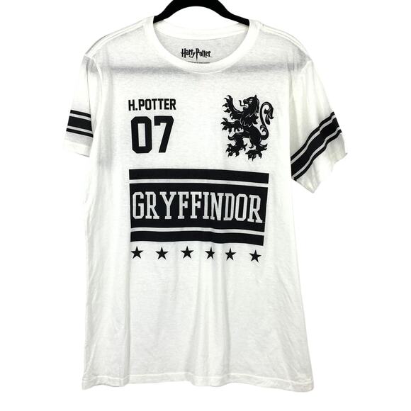 Harry Potter Crew Neck Short Sleeve T-Shirt Mens Sz M White Gryffindor Graphic - Picture 1 of 5